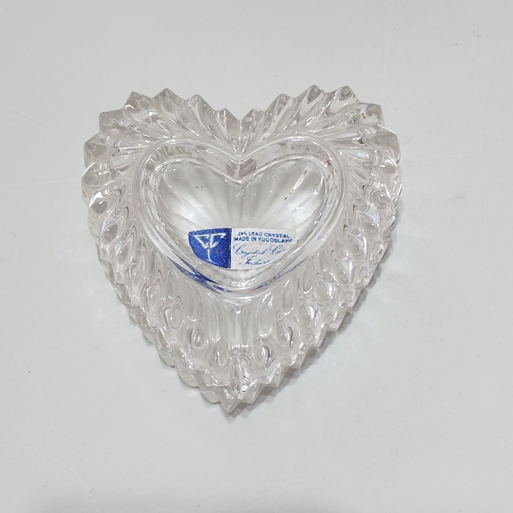 Crystal Clear Industries Trinket Box Unisex Clear Heart Lead Crystal Vintage